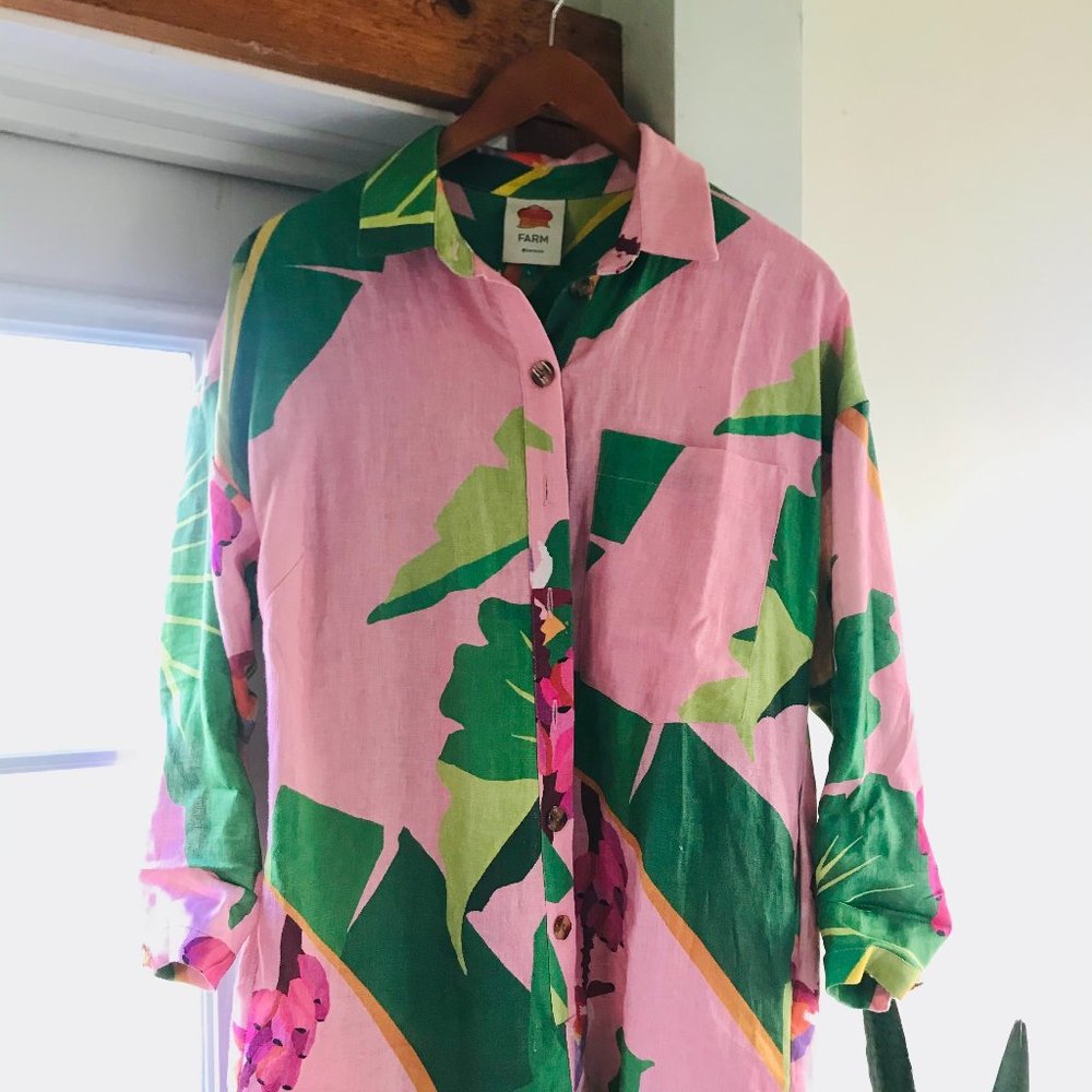 Farm Rio Tropical PinkLong Sleeve Romper S
